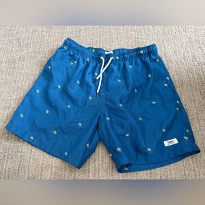 Trunks Co. Blue Swim Trunks with Yellow Accents